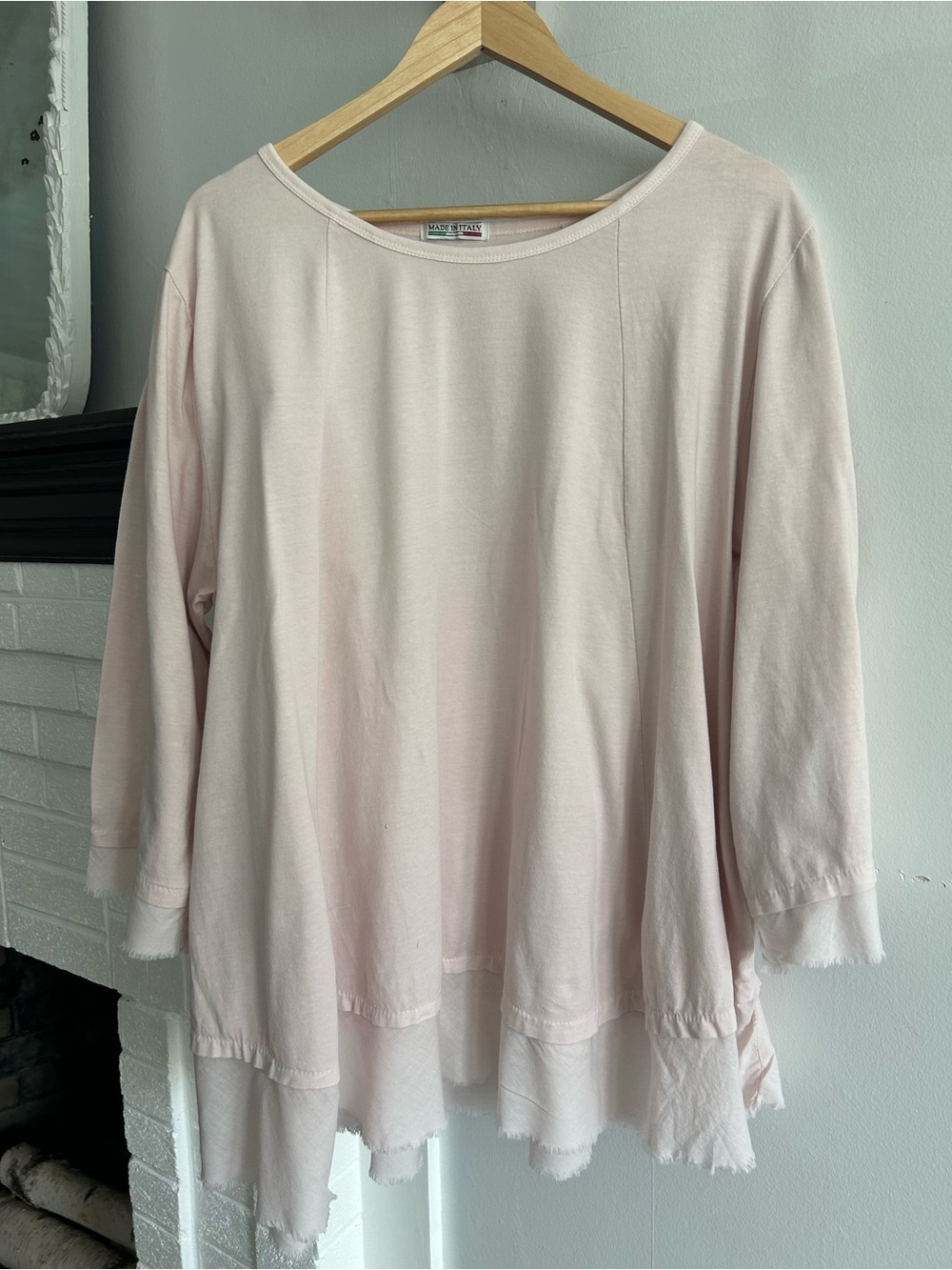 Light Pink Layered Long-Sleeve Tunic Top